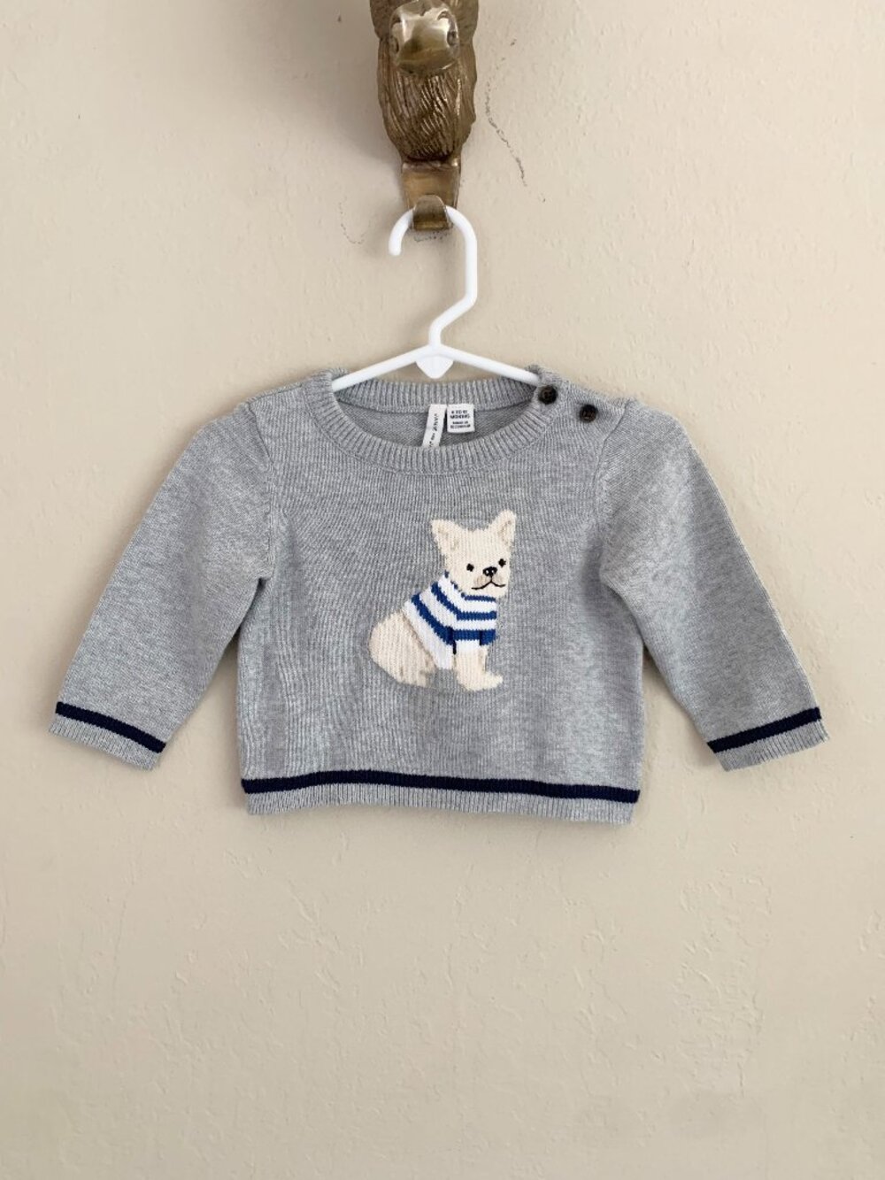 Janie and Jack French Bulldog Sweater • 6-12 Months
